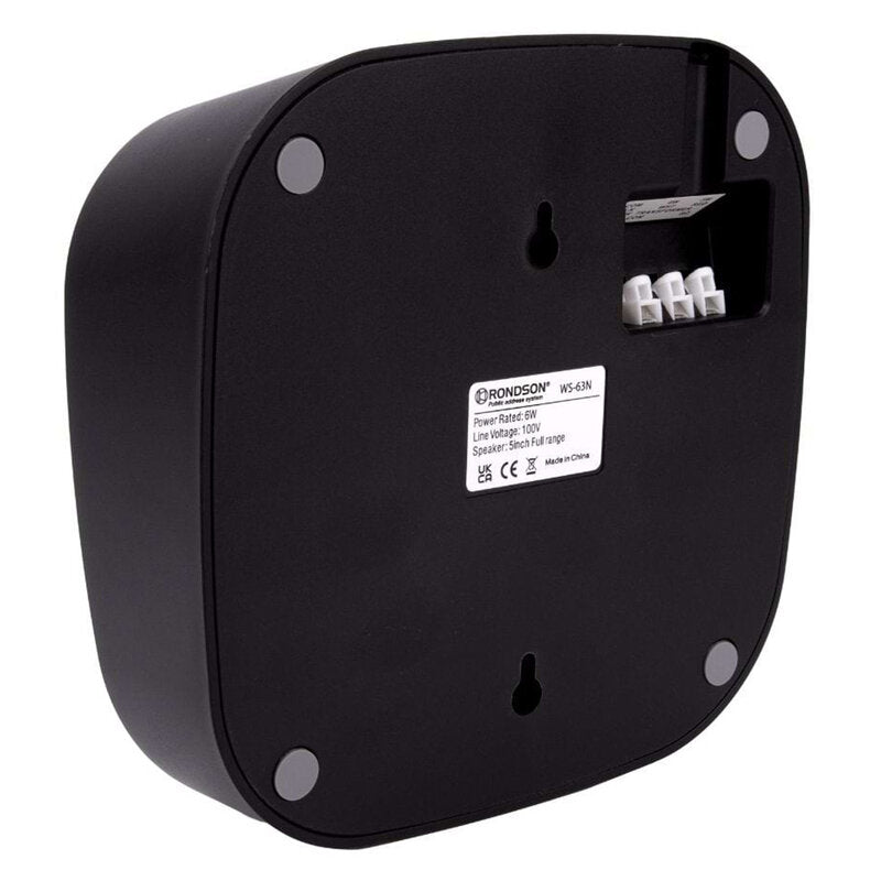 Rondson WS-63N Wall-mounted loudspeaker, 6 / 3 /1.5 W on 100 V line, 1 x 5", black