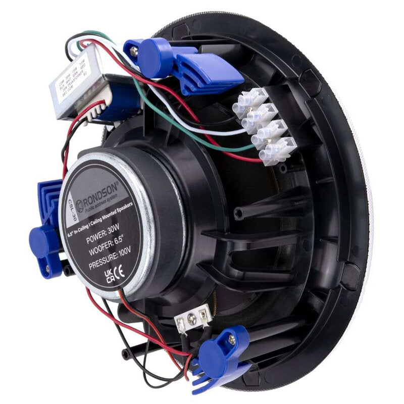 Rondson CSL-30 30 / 15 / 7.5 W in-line 100 V flush-mount ceiling speaker, 6.5"