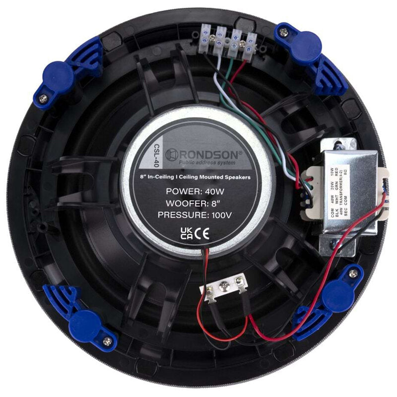 Rondson CSL-40 40 / 20 / 10 W in-line 100 V flush-mount ceiling speaker, 8"