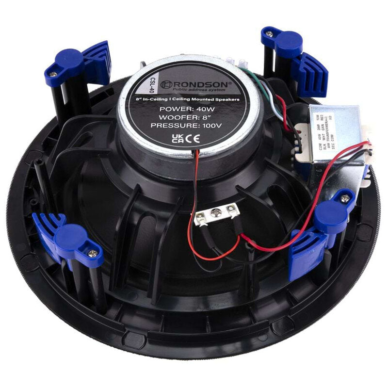 Rondson CSL-40 40 / 20 / 10 W in-line 100 V flush-mount ceiling speaker, 8"