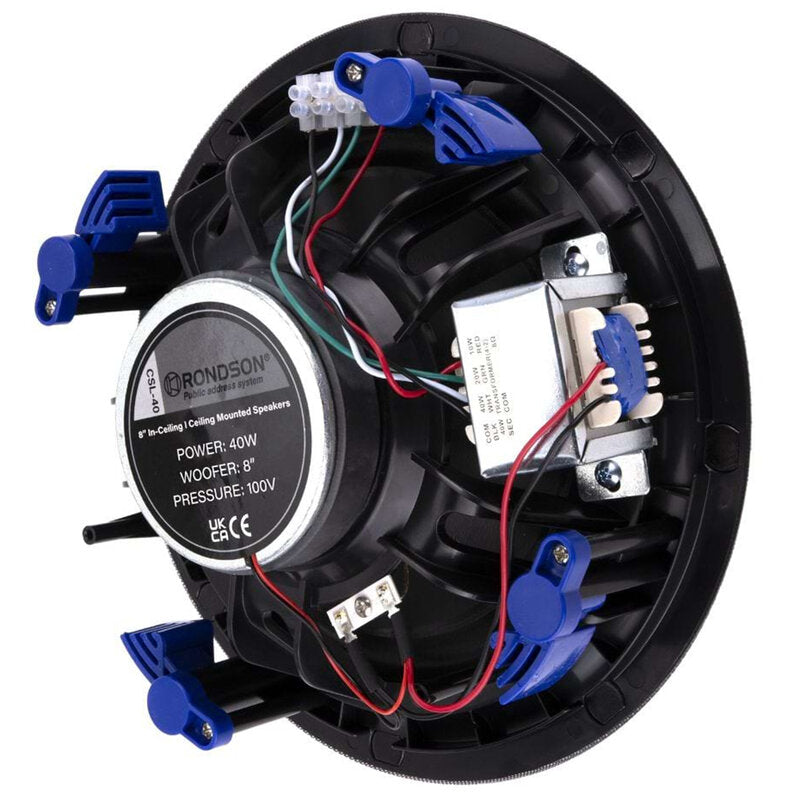 Rondson CSL-40 40 / 20 / 10 W in-line 100 V flush-mount ceiling speaker, 8"