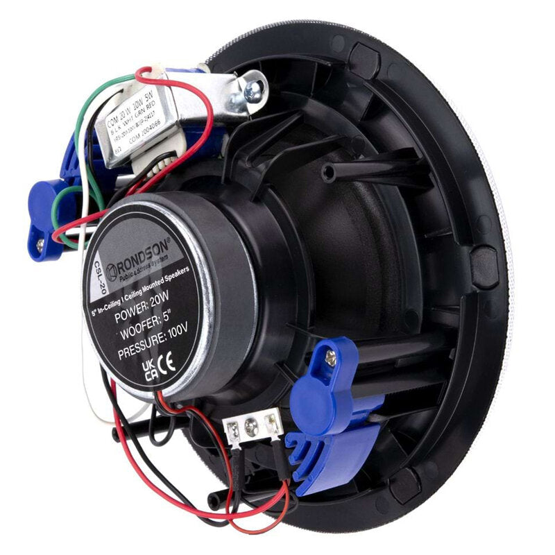 Rondson CSL-20 20 / 10 / 5 W in-line 100 V flush-mount ceiling speaker, 5"