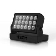 SGM PALCO 3 Compact yet powerful RGBL Wash fixture with 18 x 40 W LEDs, Color Boost technology, 16,000 lumens of calibrated output, foldable design, 3 segments control, IP65 rated, wireless / NFC configuration