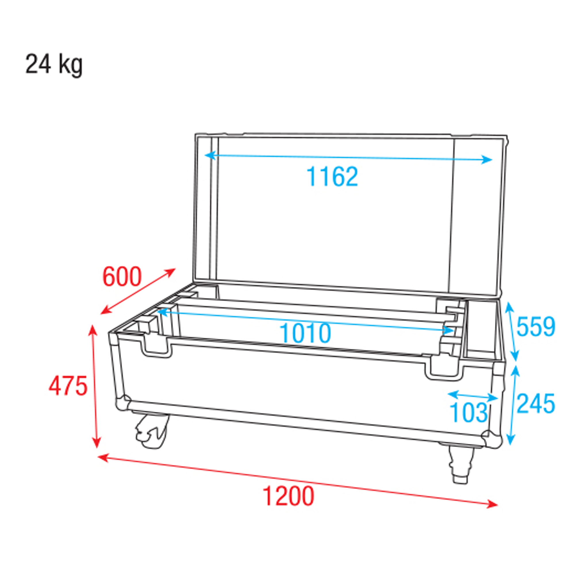 SHOWTEC Case for 4x Phantom 1220 Zoombar With accessory compartment Con vano per gli accessori