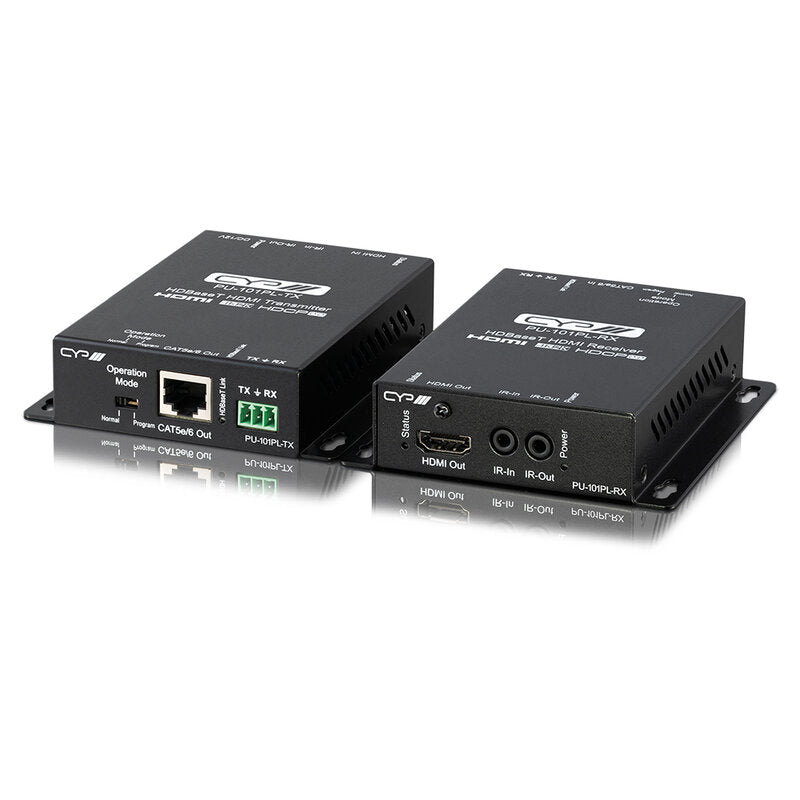 CYP PU-101PL-KIT HDBaseT Lite HDMI extender set, PoC, bi‑directional IR and RS‑232, supporting 4K transmission up to 40 m and 1080p up to 70 m over CAT5e/6
