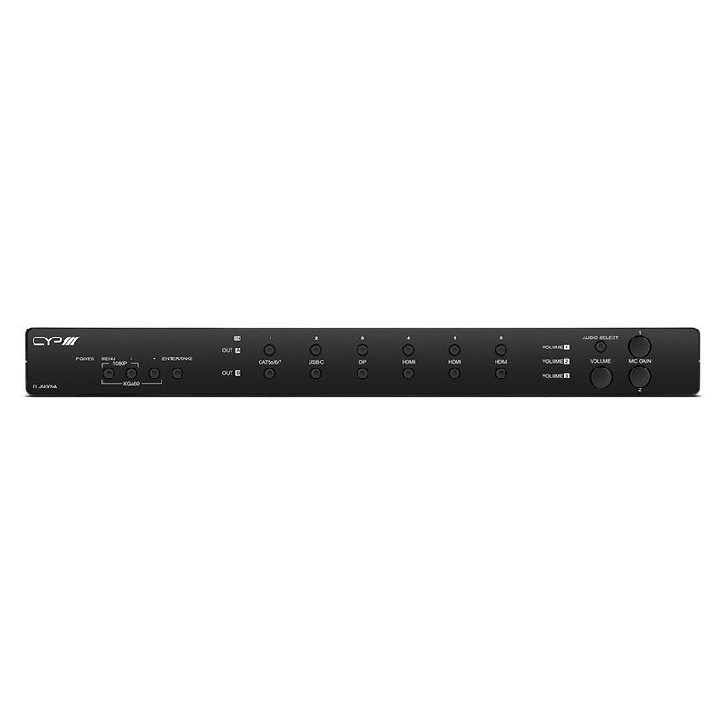 CYP EL-8400VA Advanced multi-format 6 x 2 presentation seamless matrix with HDBaseT2 I/O, USB, audio, MIC & built in amplifier