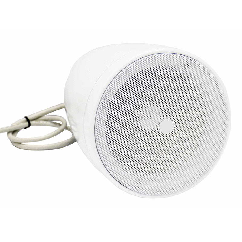Rondson NSP-6 EN 54‑24 certified 6.5″ suspended spherical loudspeaker, wide coverage for high‑ceiling PA / VA installations, 7.5 / 15 / 30 W 100‑V taps, 3 m suspension cable and safety sling