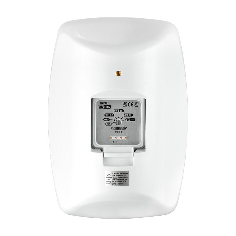 Rondson PBT-5B Compact 30 W 2 ways passive wall‑mount loudspeaker, ABS cabinet, 100 V line or 8 ohm, 5" WF + TW, IP55 rated, white, sold in pair