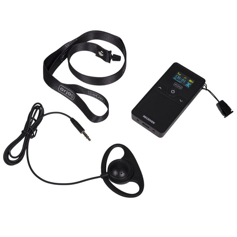 Rondson AR-G30 UHF guided‑tour system with 2 transmitters, 28 receivers, 50 channels, 200 m range and long‑life rechargeable batteries, supplied with 30‑slot charging case
