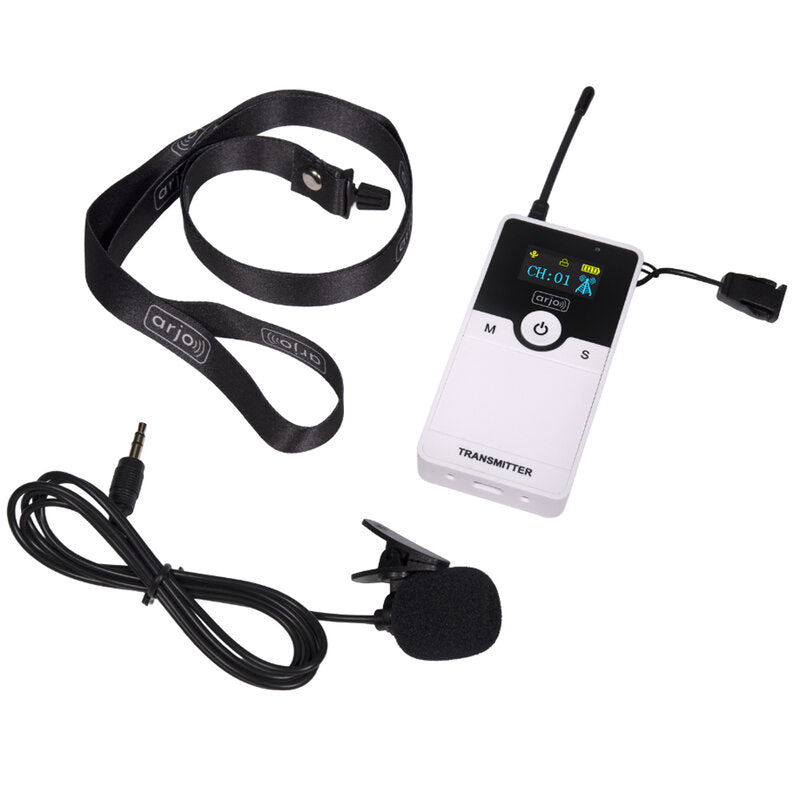 Rondson AR-G30 UHF guided‑tour system with 2 transmitters, 28 receivers, 50 channels, 200 m range and long‑life rechargeable batteries, supplied with 30‑slot charging case