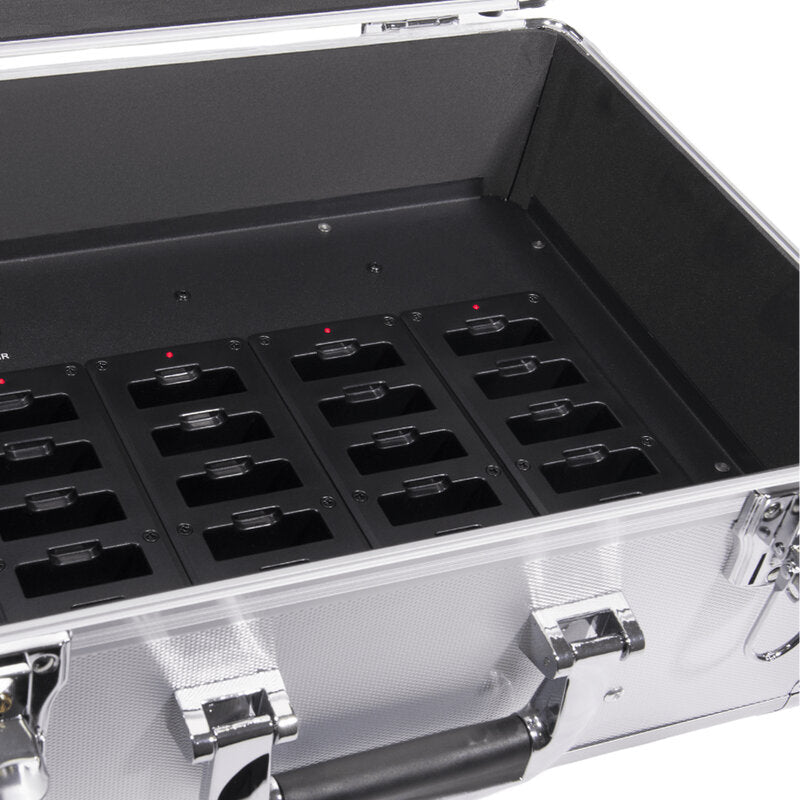 Rondson AR-G30 UHF guided‑tour system with 2 transmitters, 28 receivers, 50 channels, 200 m range and long‑life rechargeable batteries, supplied with 30‑slot charging case