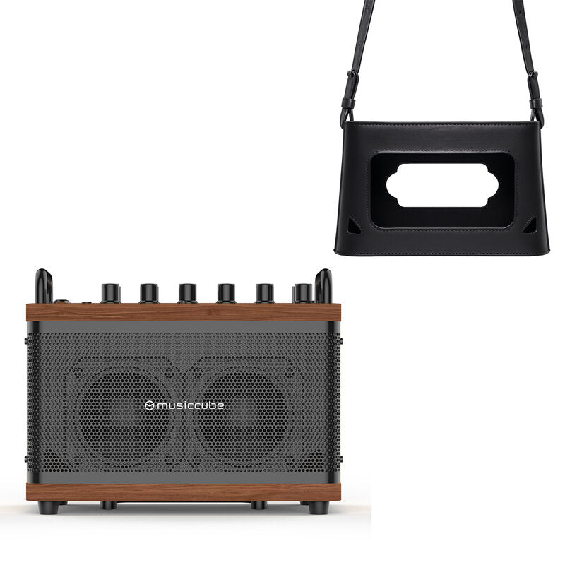 MUSICCUBE Tiny Box D2 - Oak brown + Black Vintage Bag