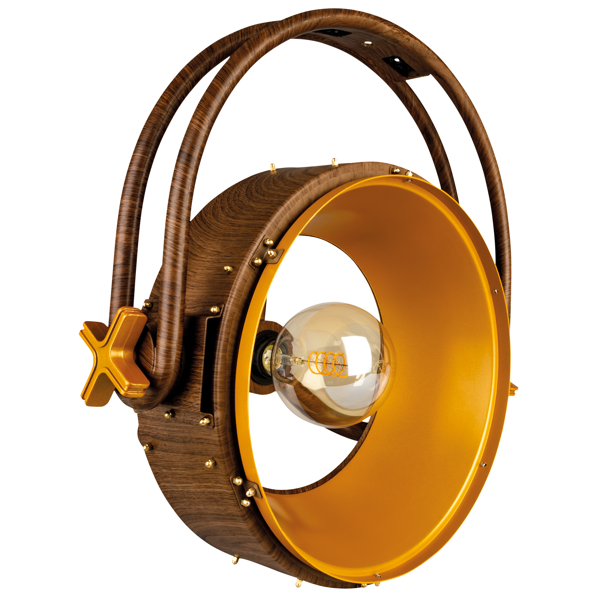 SHOWTEC Edison Vintage 2 Pale Gold / Wood Grain Luce LED retrò DMX con dimmer e presa E27 - modello venature del legno