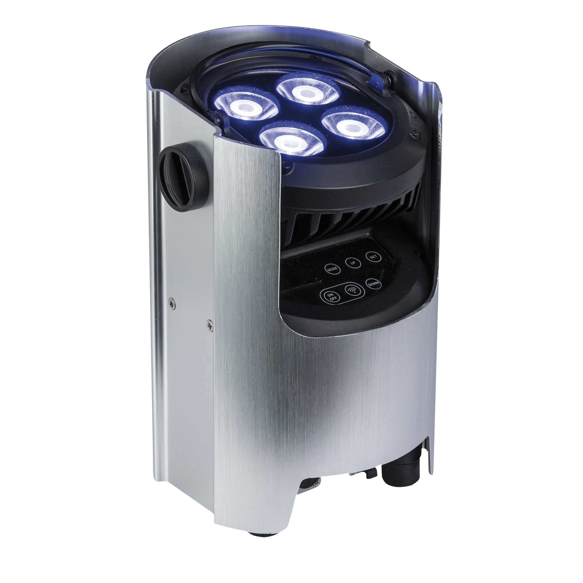 SHOWTEC EventSpot 1600 Q4 Silver 4x 12W RGBW - alimentata a batteria - Alluminio spazzolato