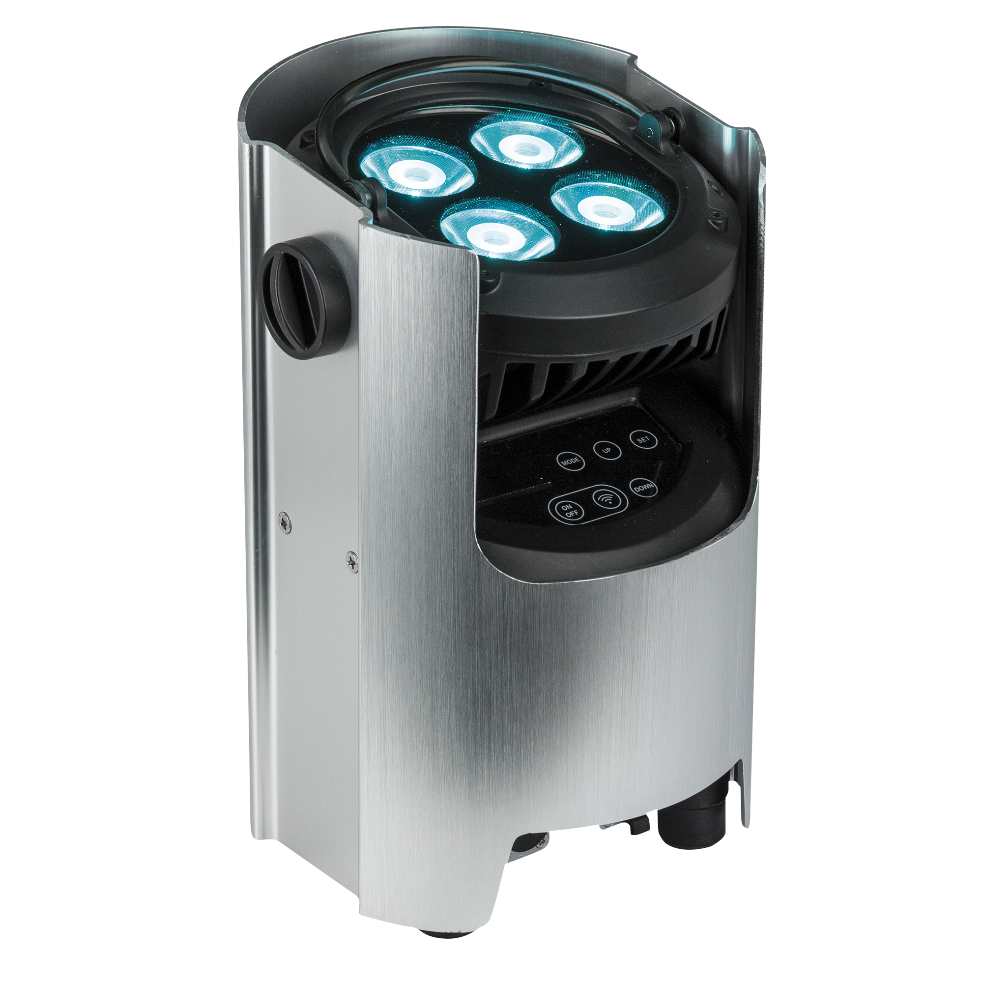 SHOWTEC EventSpot 1600 Q4 Silver 4x 12W RGBW - alimentata a batteria - Alluminio spazzolato