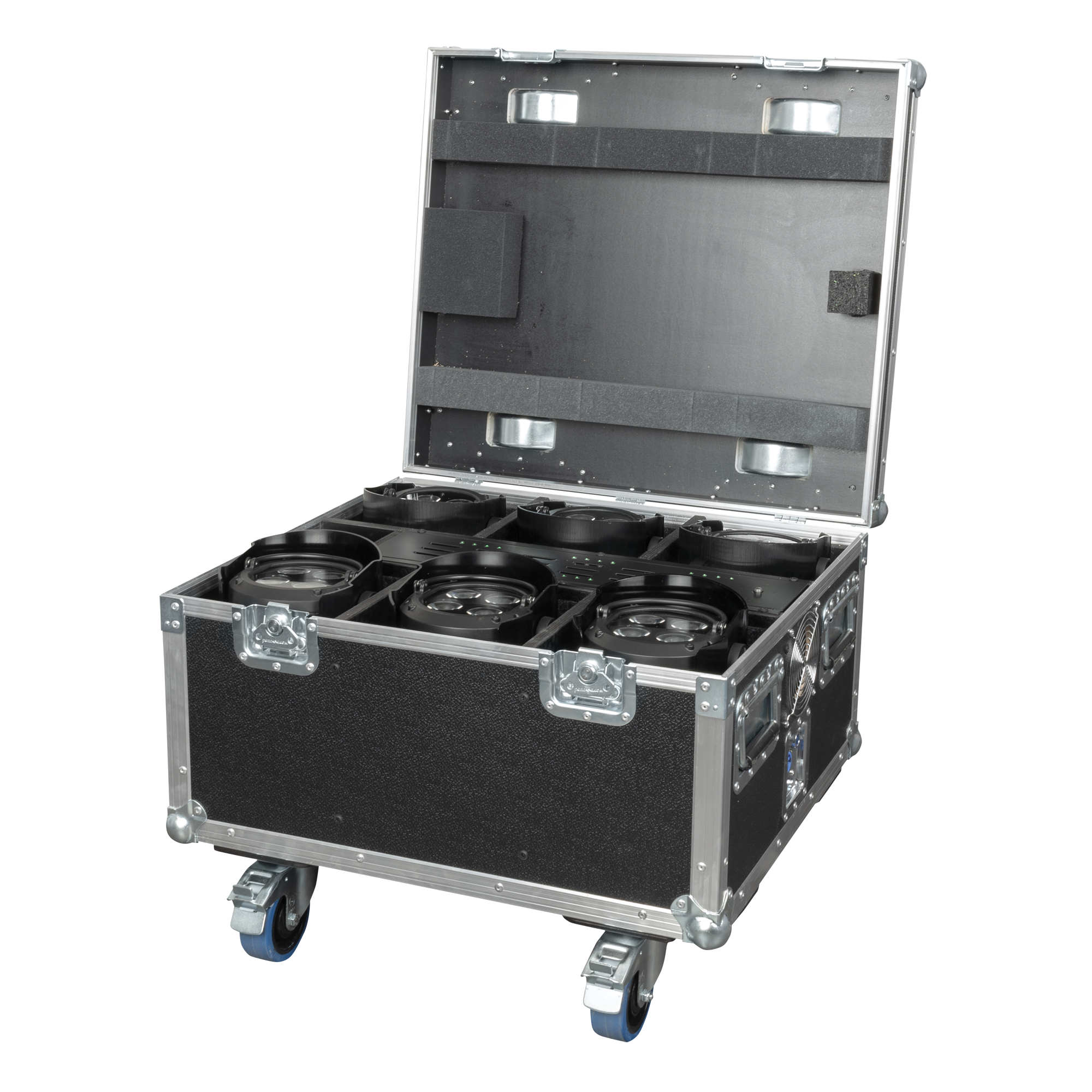SHOWTEC EventSpot 1600 Q4 Set Black Valigetta con caricabatterie e 6x EventSpot 1600 Q4 - nero