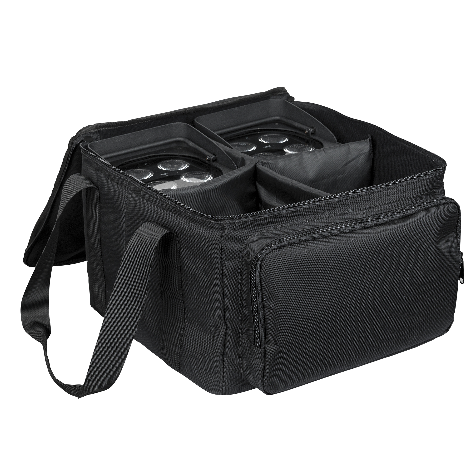 SHOWTEC Carrying Bag for 4 x EventLITE 4/10 Con scomparti rimovibili in chiusura rapida a strappo