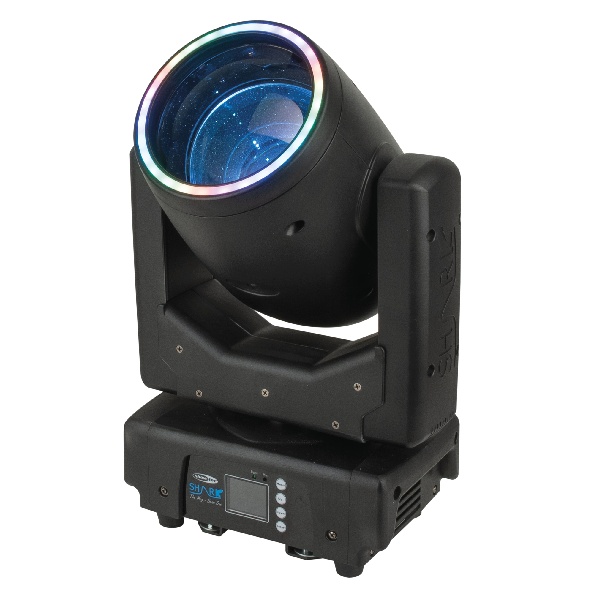 SHOWTEC Shark - The Meg - Beam One Testa mobile a fascio LED da 100 W compatta con anello LED