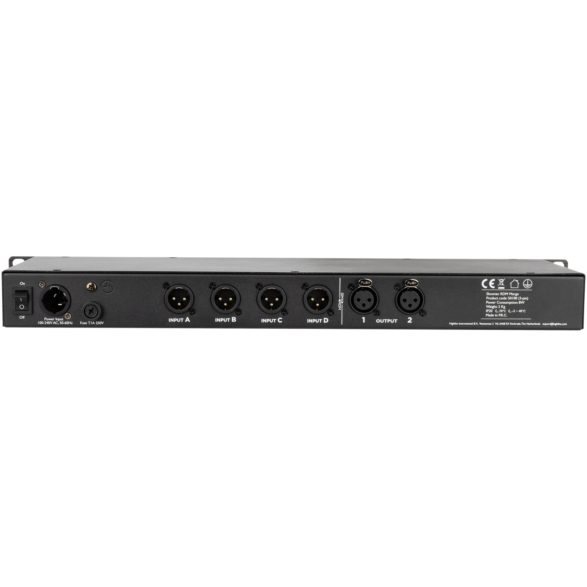 Showtec RDM Merge DMX merger 4 a 2 con RDM - 3P