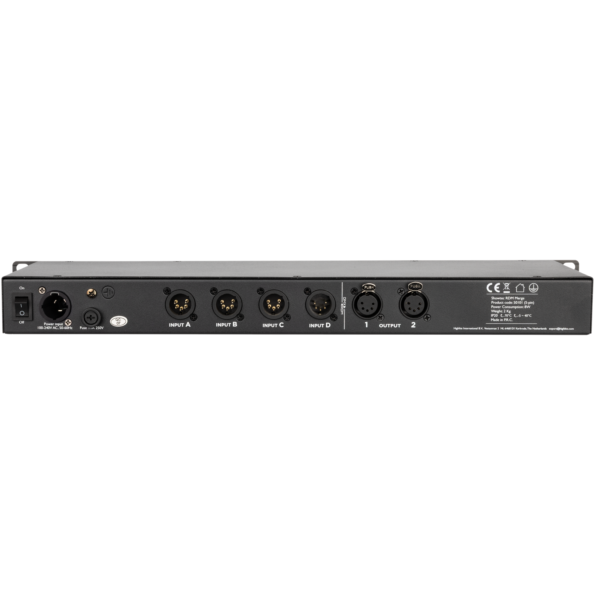 Showtec RDM Merge DMX merger 4 a 2 con RDM - 5P