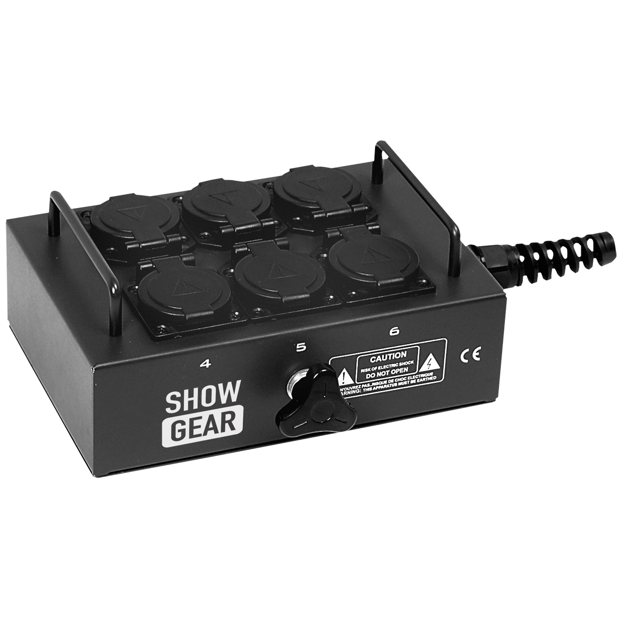 SHOWGEAR BO-6-PG 6 Schuko's with cable nut - 16 A max. 6 prese Schuko con dado cavo - max. 16A.