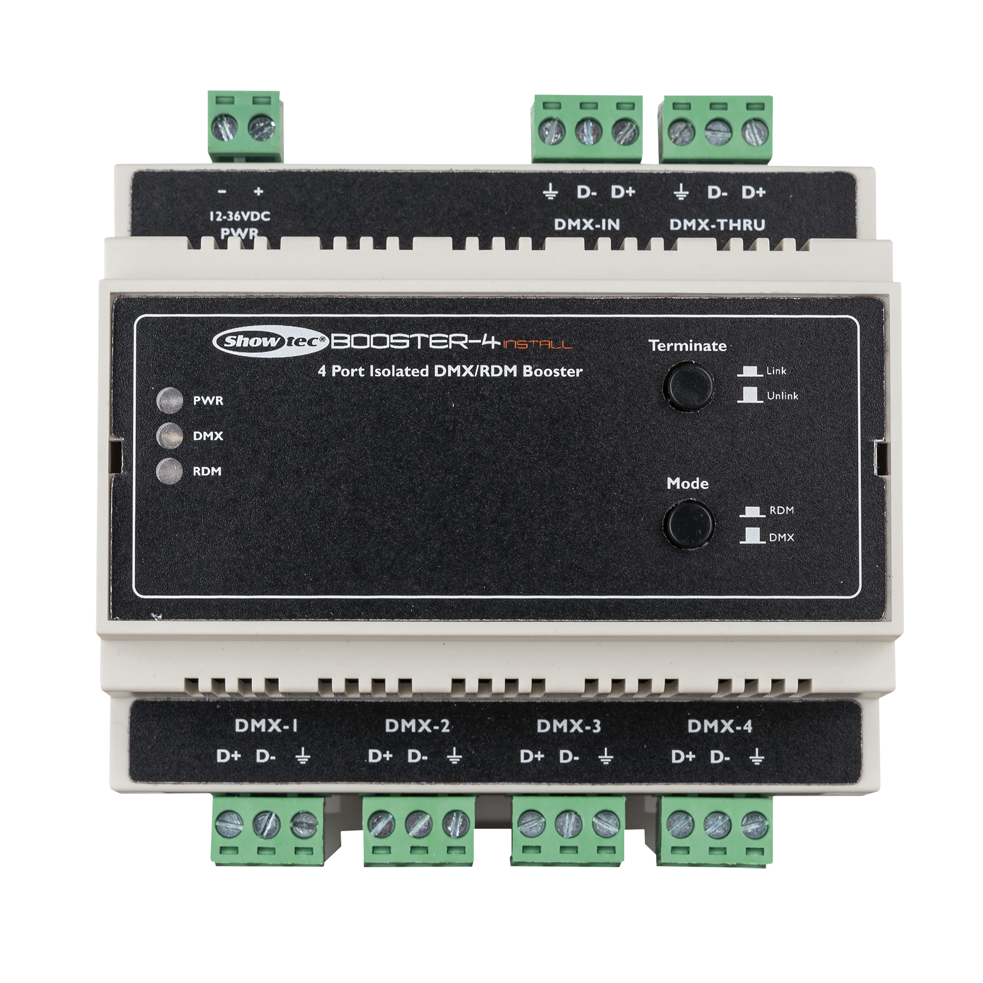 Showtec Booster-4 Install DIN Rail Guida DIN