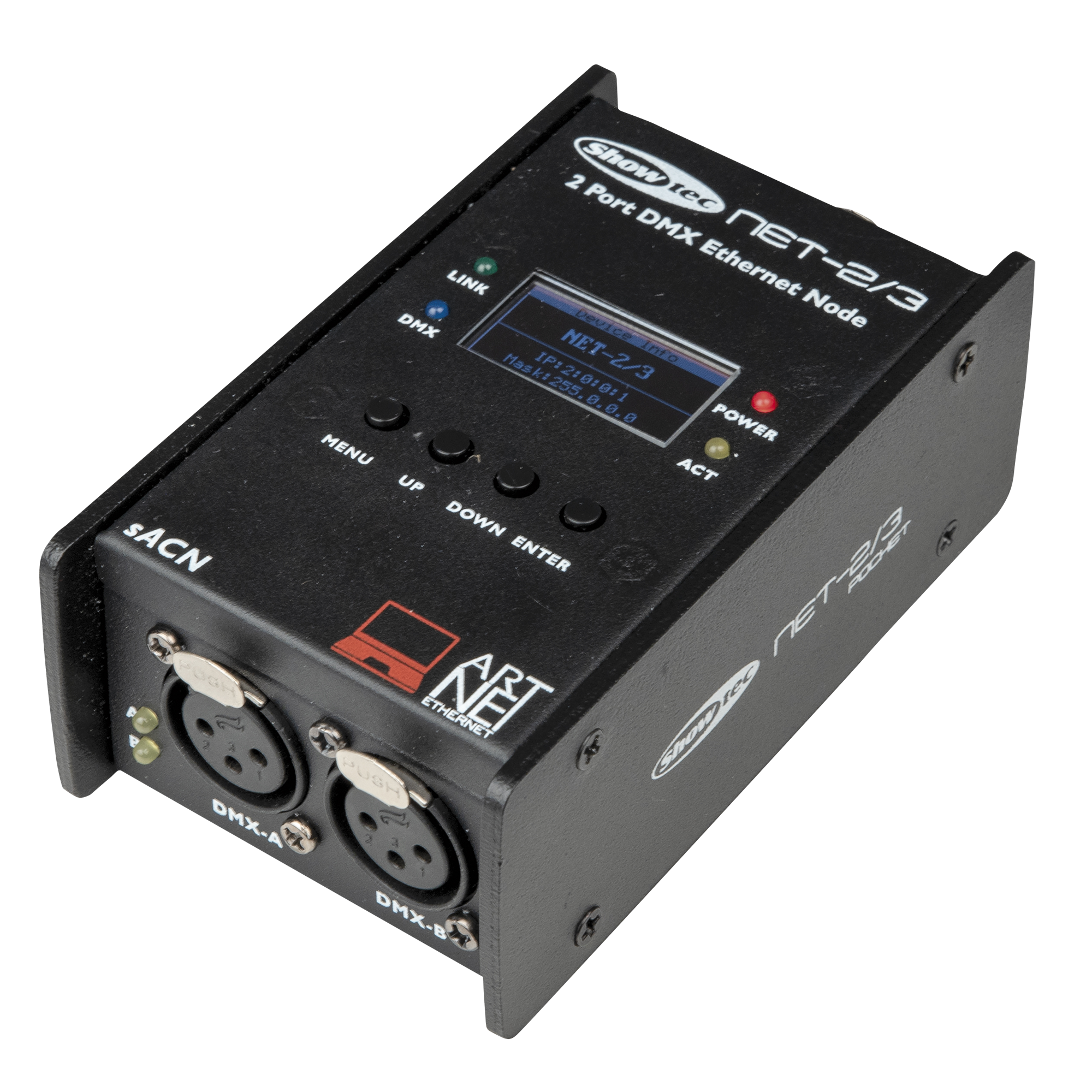 Showtec NET-2/3 Pocket 2-Channel Art-Net node - 3-pin XLR Nodo Art-Net - 2 canali - XLR - 3 poli