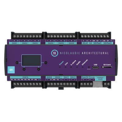 NICOLAUDIE ARCHITECTURAL DINA - DR1 DIN-rail-mounted, advanced lighting controller Controller avanzato per l’illuminazione montato su guida DIN