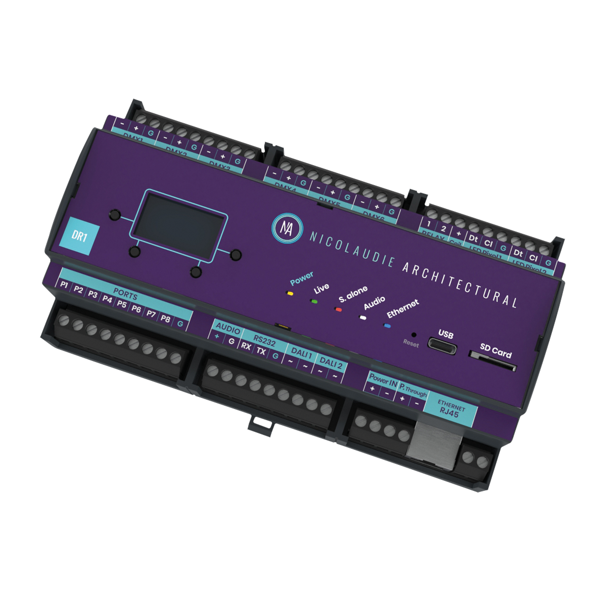 NICOLAUDIE ARCHITECTURAL DINA - DR1 DIN-rail-mounted, advanced lighting controller Controller avanzato per l’illuminazione montato su guida DIN