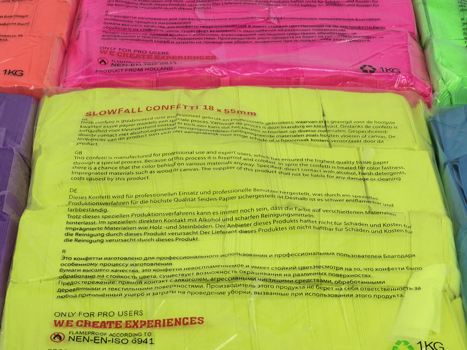 TCM FX Slowfall Confetti Rettangolare 55x18mm, giallo neon, UV attivo, 1kg