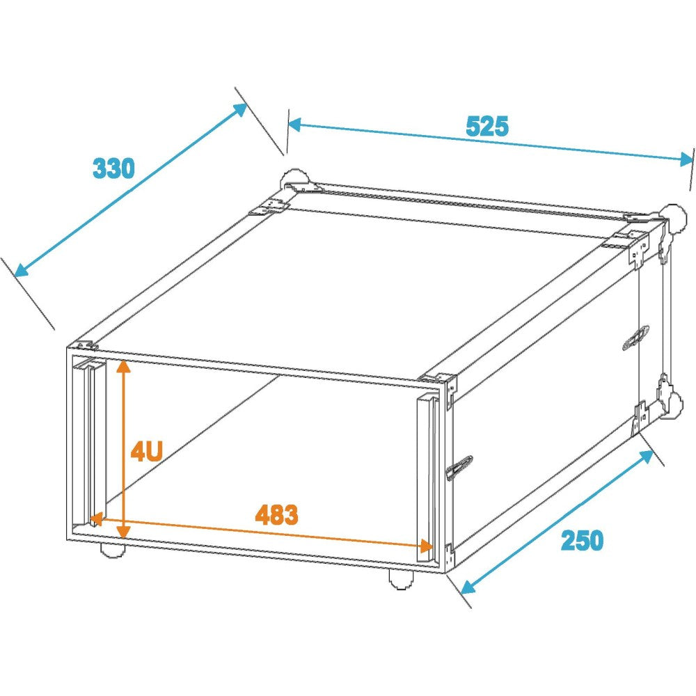 ROADINGER Flightcase in Legno 4 Unità Rack Profondità 24 cm Nero