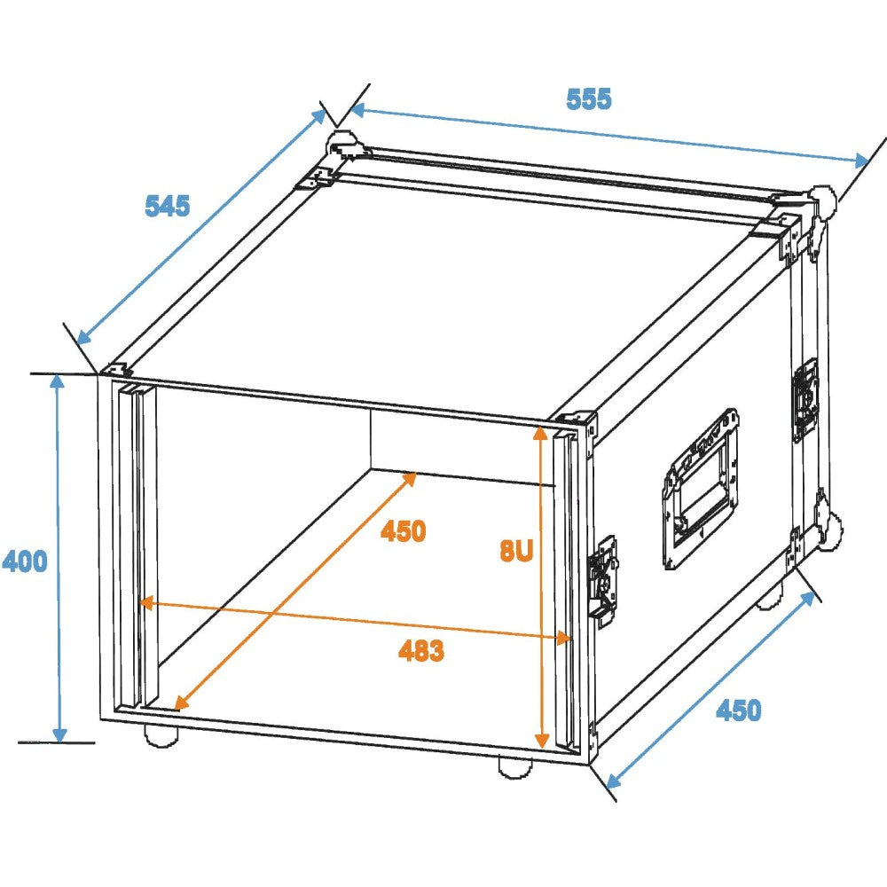 ROADINGER Flightcase PROFI 8U per dispositivi da 483 mm (19") 45 cm