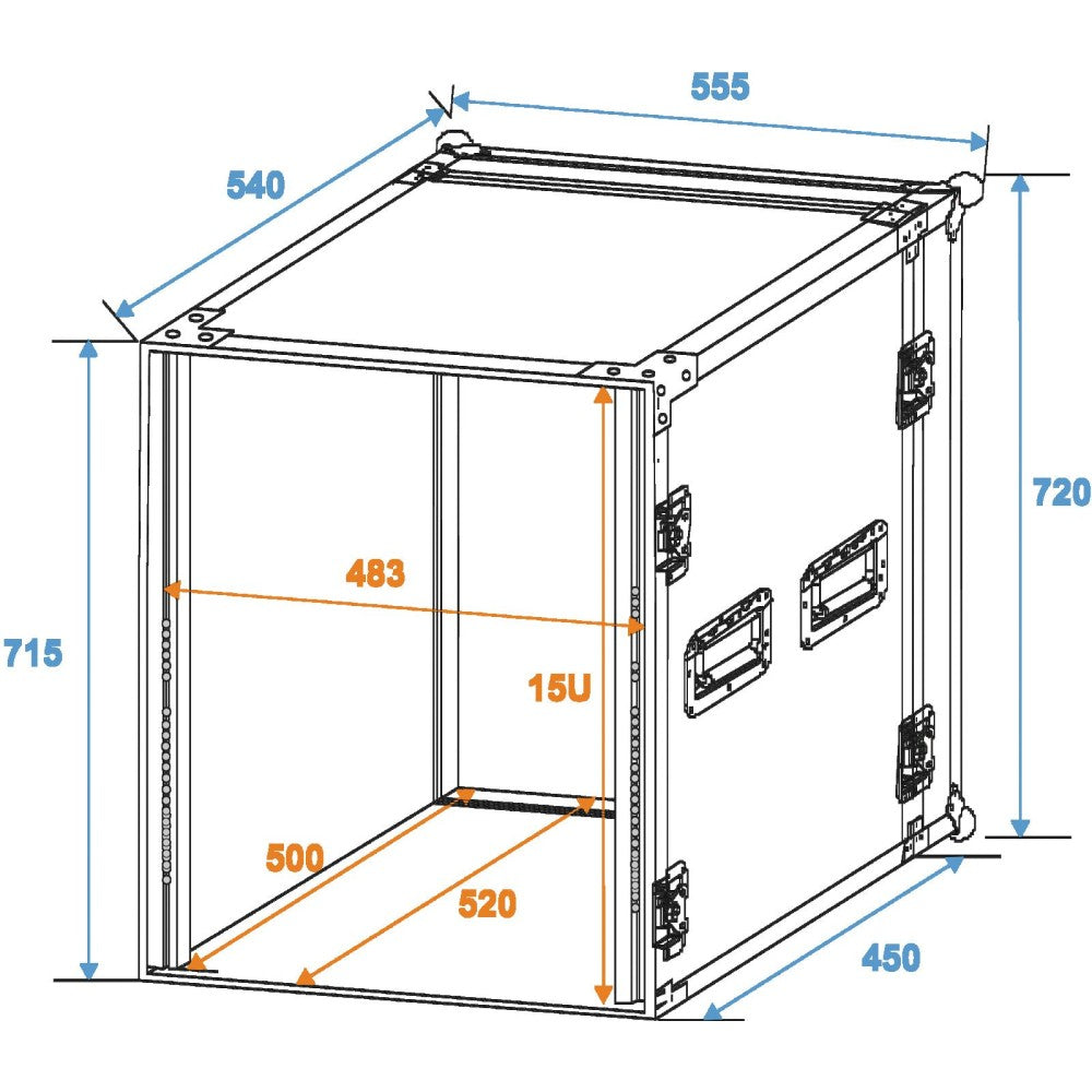 ROADINGER FLIGHTCASE PROFI 15U PARA DISPOSITIVOS DE 483 MM (19") 45 cm