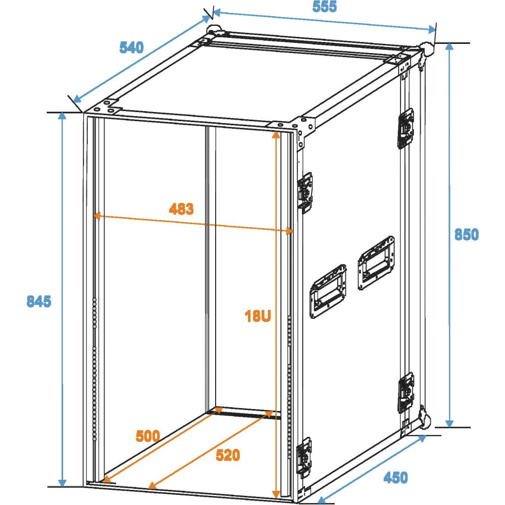 ROADINGER FLIGHTCASE PROFI 18U PARA DISPOSITIVOS DE 483 MM (19") 45 cm