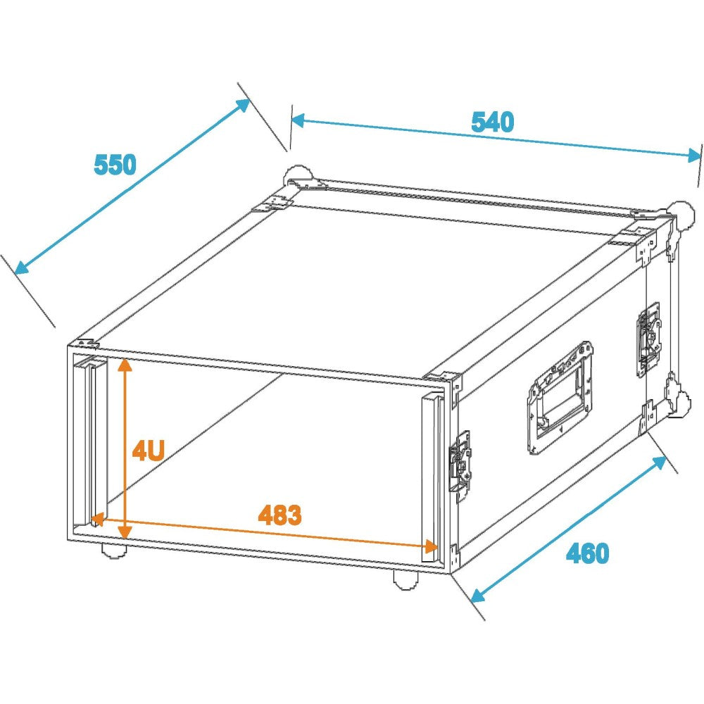 ROADINGER PR-2, 4U, Flight case with 47 cm depth
