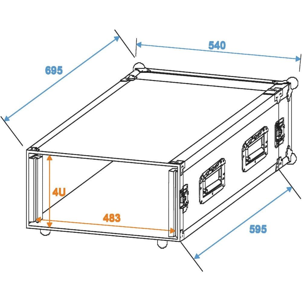 ROADINGER PR-2ST, 4U, Flight Case de rack con profundidad de 57 cm