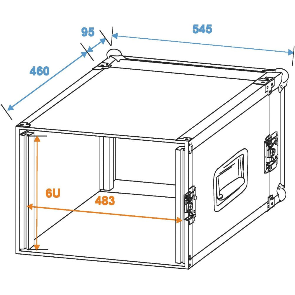 ROADINGER PR-2 Flight Case de Rack de 6U con 47 cm de profundidad