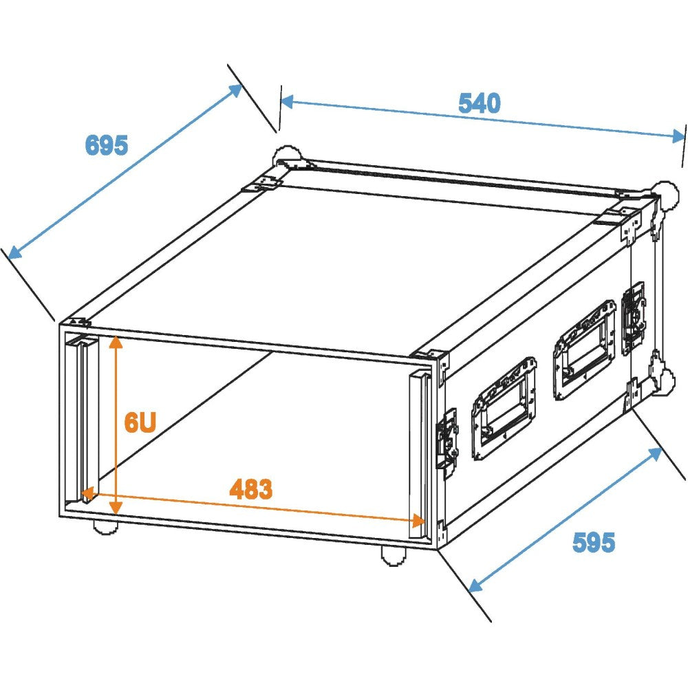 ROADINGER PR-2ST Flightcase para 6 unidades de rack, profundidad 57cm