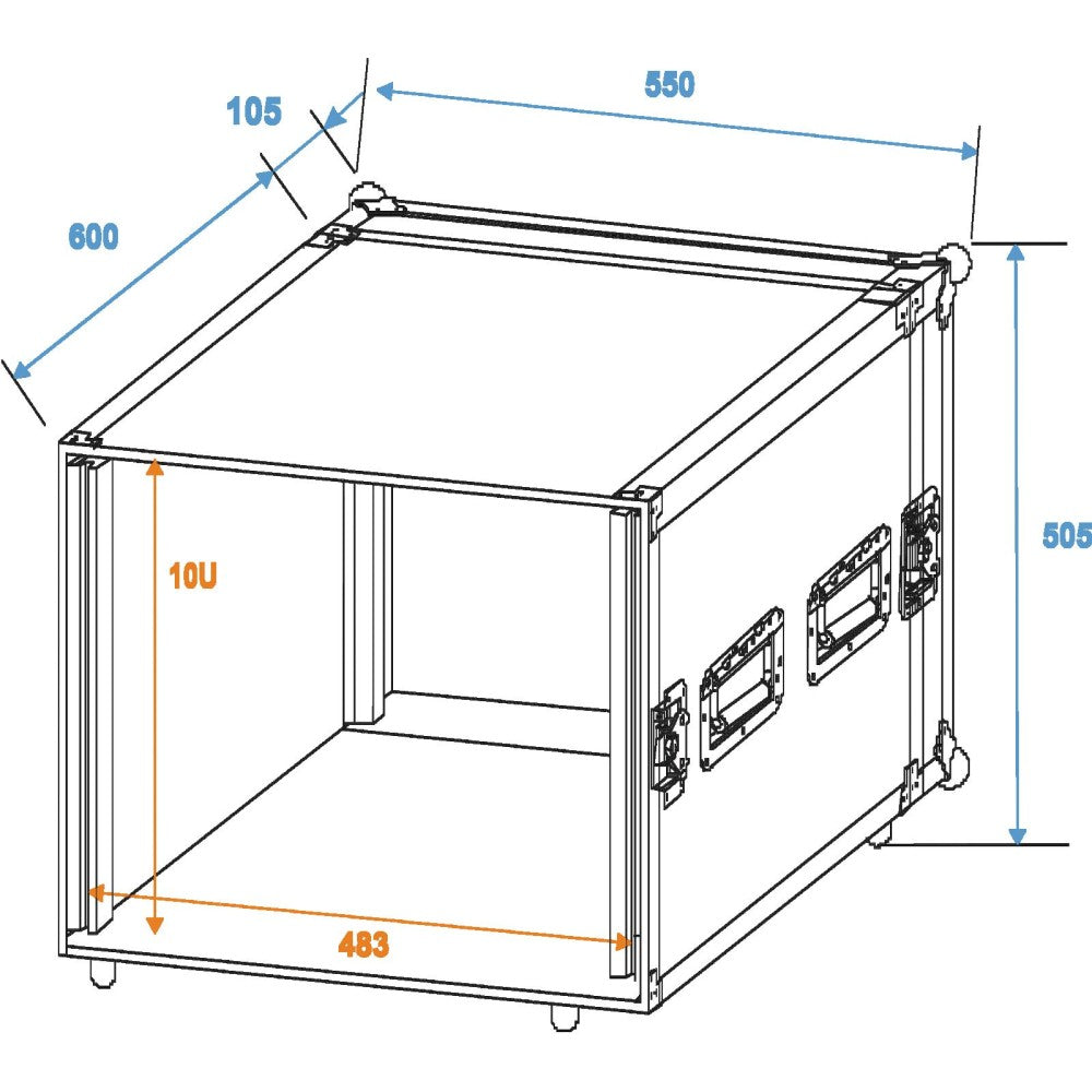 ROADINGER PR-2ST Flight Case rack 10U con 57 cm de profundidad