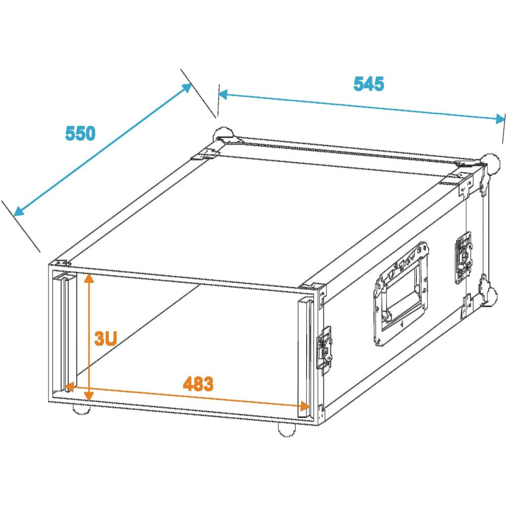 ROADINGER PR-1 Flight Case a Rack da 3U con profondità 47 cm