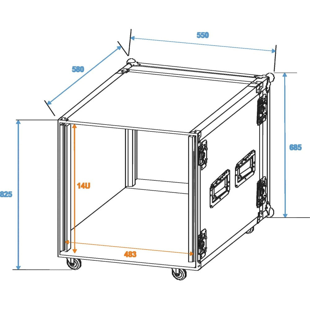 ROADINGER PR-2 Flight Case Rack de 14U con profundidad de 47cm
