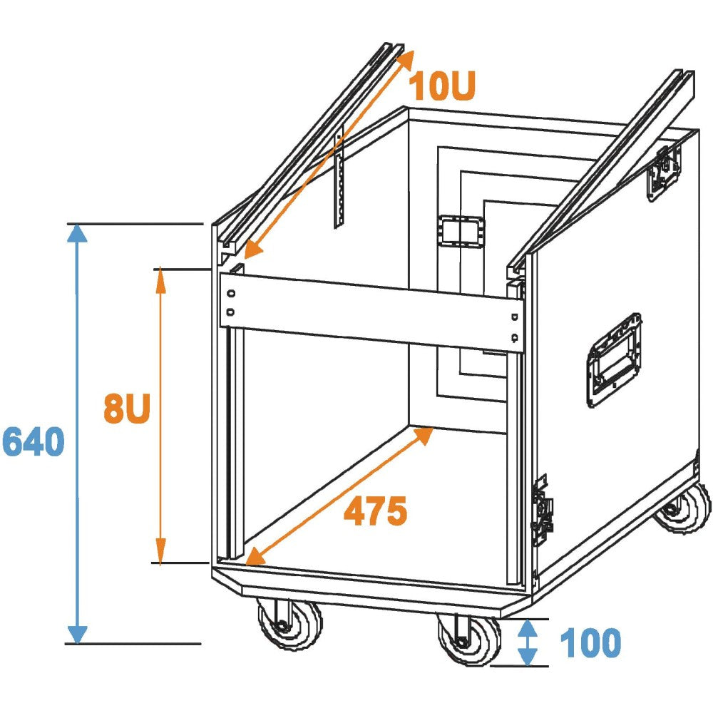 ROADINGER Special Combo Case Pro, 8U con ruote