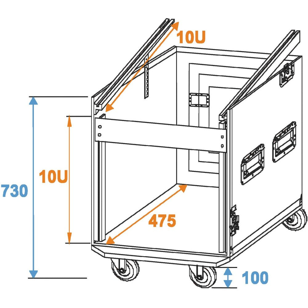 ROADINGER Special combo case Pro, 10U con ruote