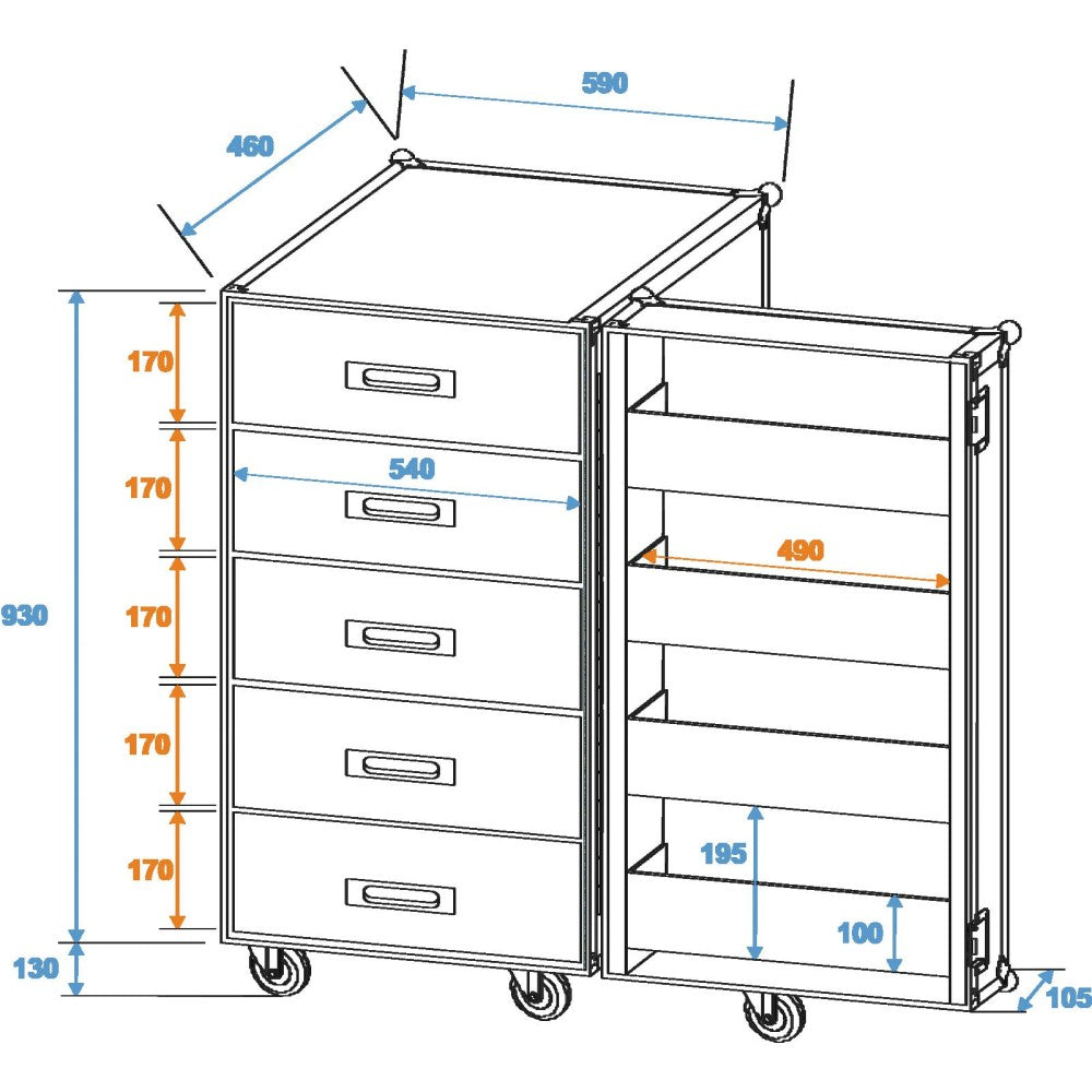 ROADINGER TSF-1 Flightcase universale ad armadio