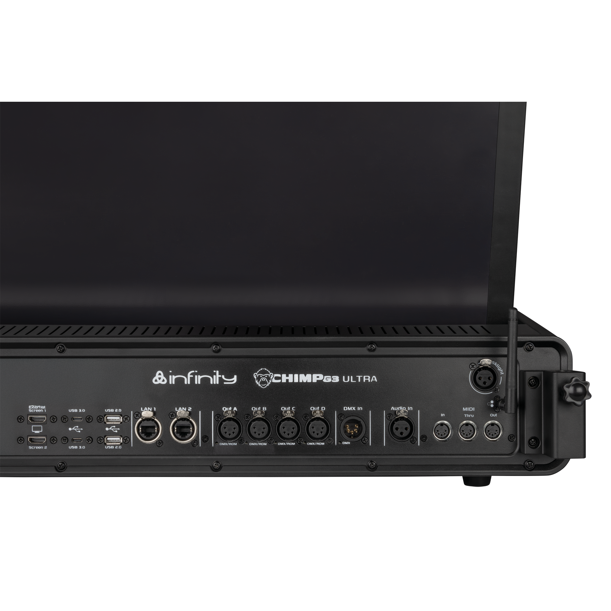 INFINITY CHIMP G3 Ultra Console luci DMX estesa con doppio touchscreen