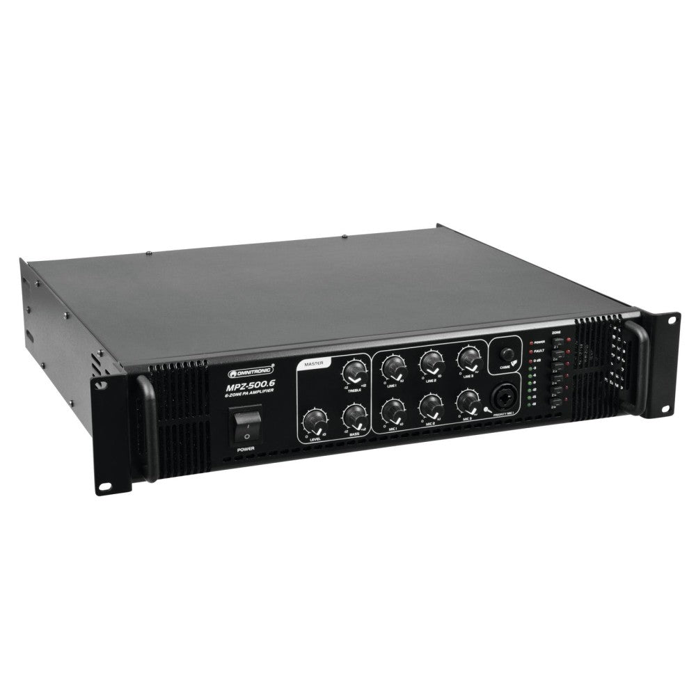 OMNITRONIC MPZ-500.6 Amplificador de 6 Zonas 100 V 500 Vatios