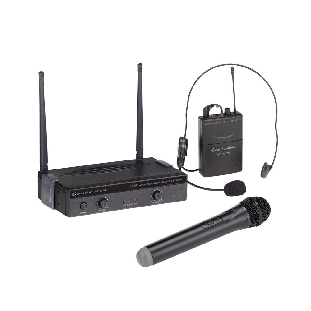 RADIOMICROFONO UHF SOUNDSATION WF-U24HP 4 CANALI 1 TX A MANO + 1 POCKET 863-865MHz