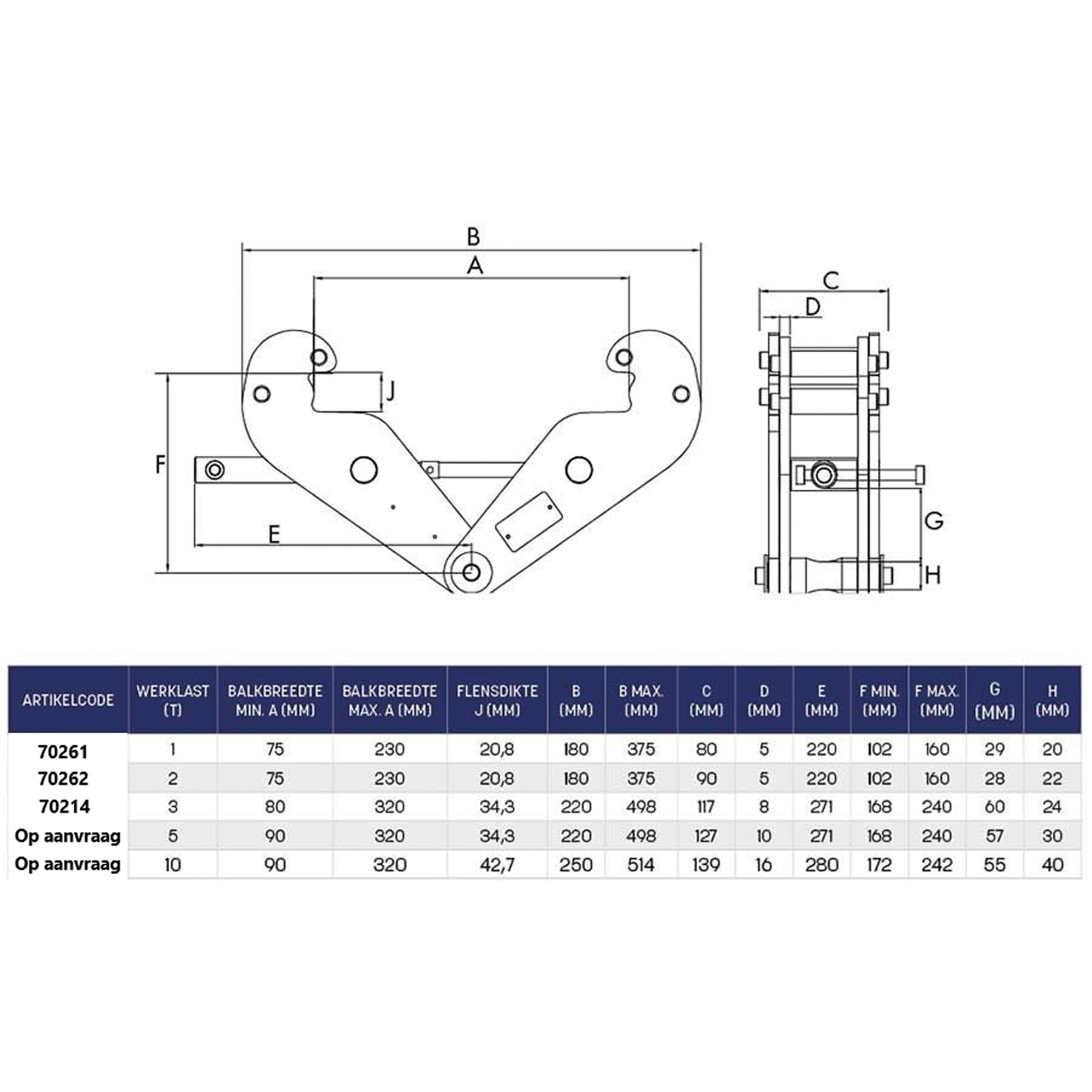 ELLER Beam Clamp 3 Ton - 80 - 322 mm 3 tonnellata - 80 - 322 mm
