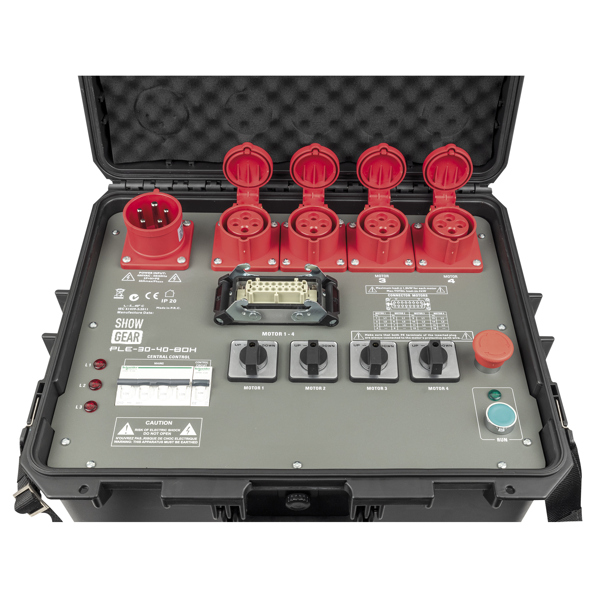 SHOWGEAR PLE-30-40 - Direct Control Chain Hoist Controller - Box version 4-Channel 4 canali
