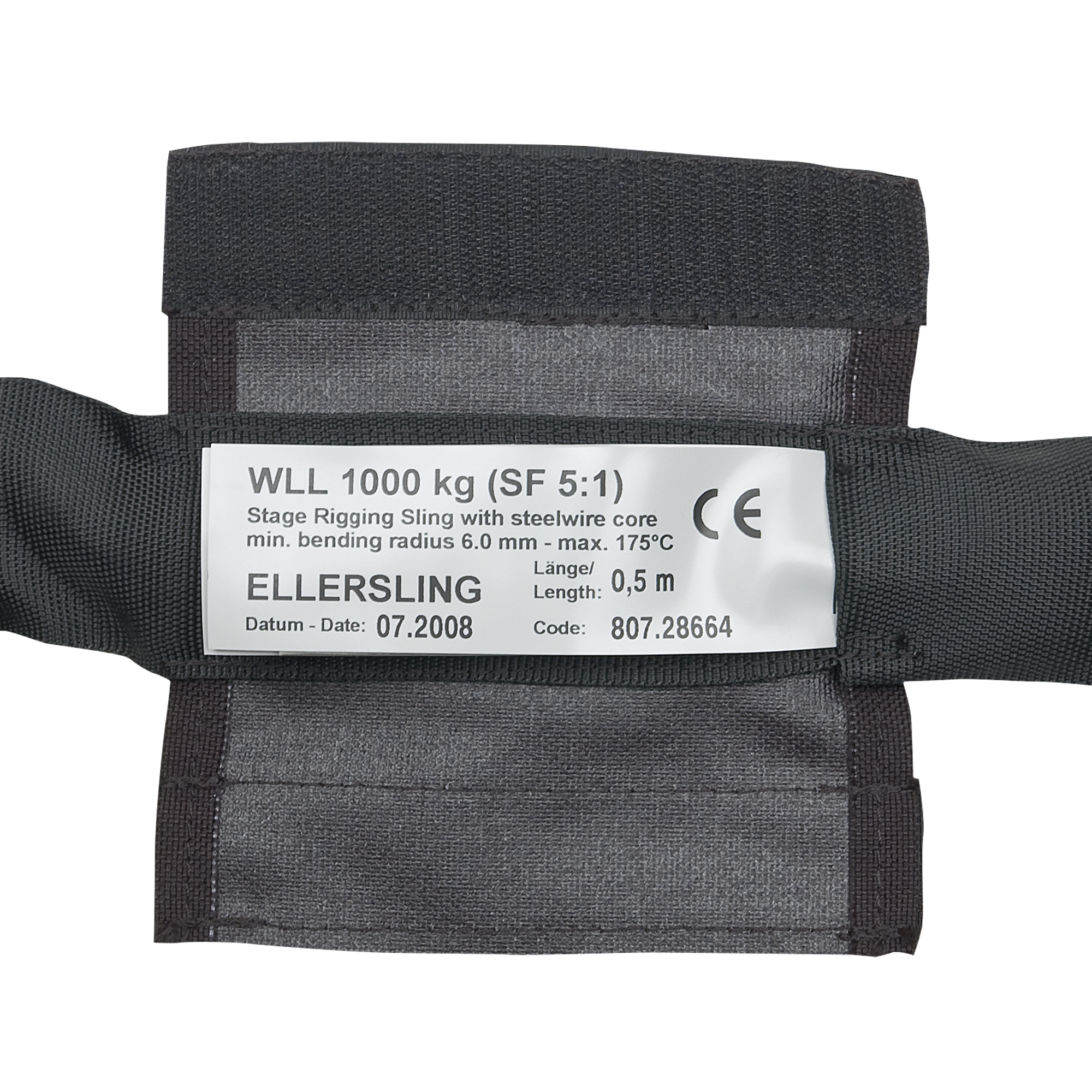 ELLER Steel Sling 1 Ton WLL - Black Working length 0.5 m Lunghezza di funzionamento 0,5 m